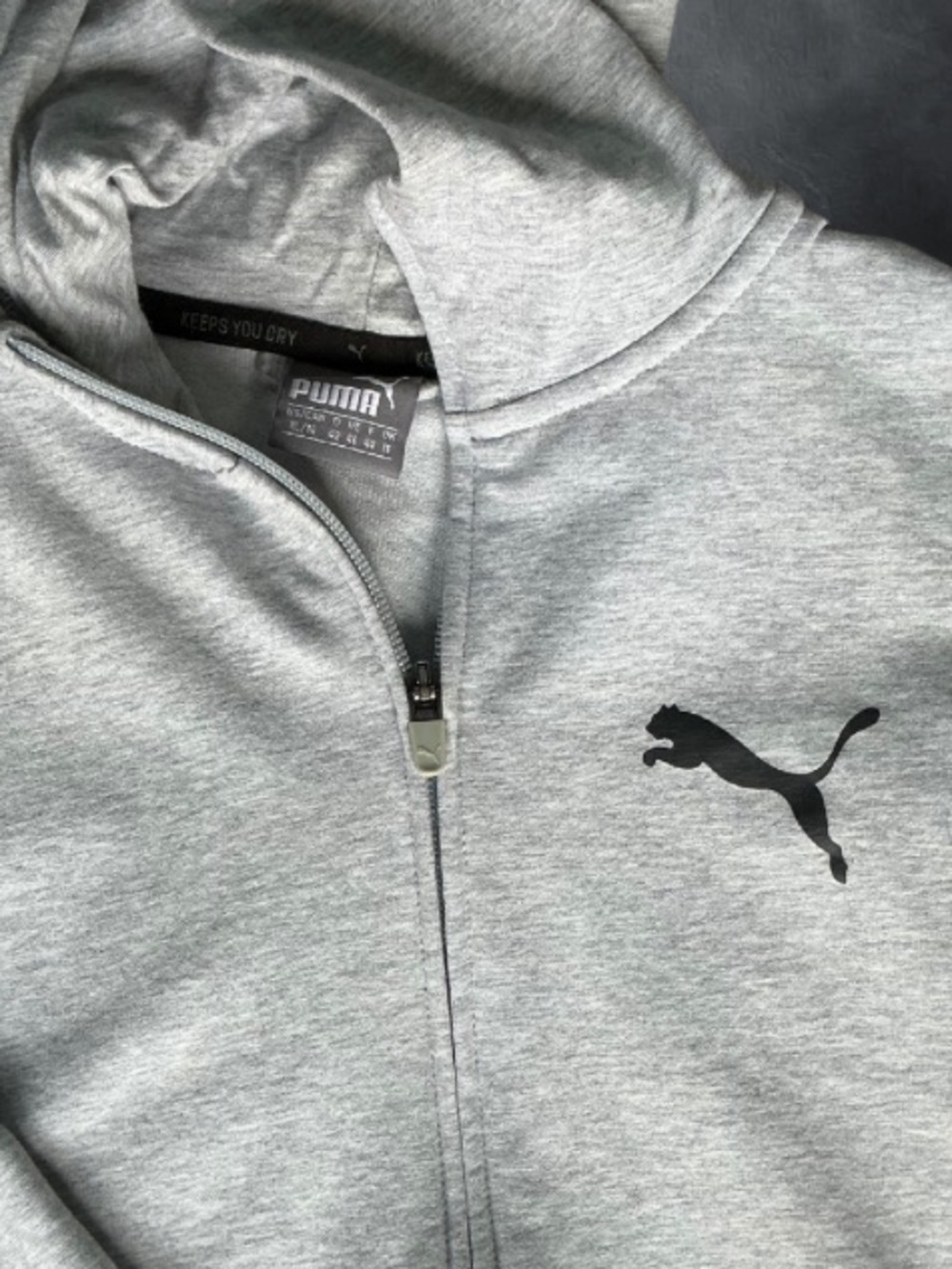 Puma Light Gray Kids Hooded Pullover